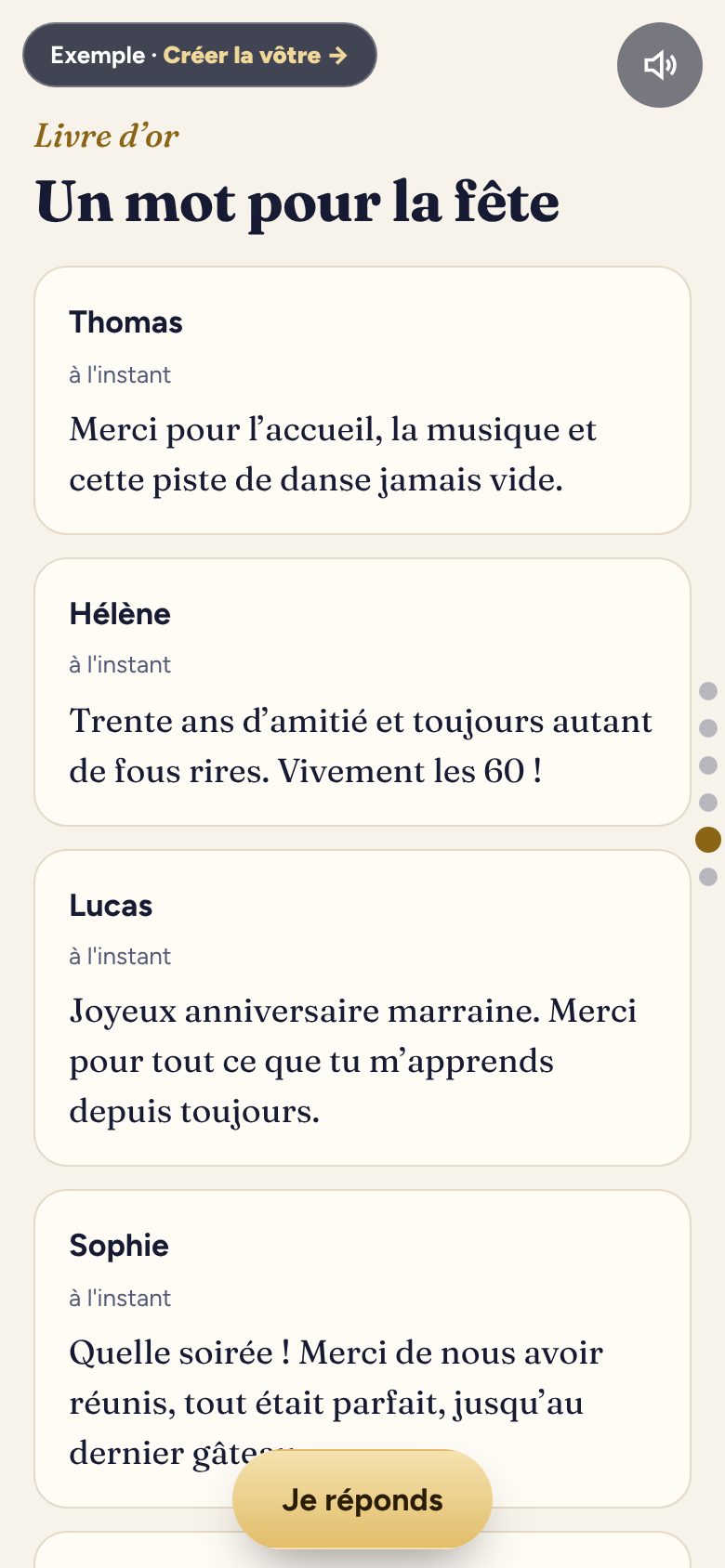 Le livre d’or dans l’invitation